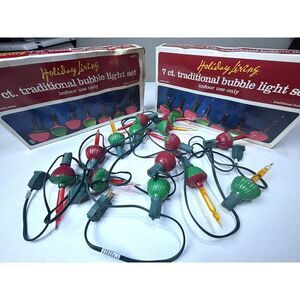 2 Sets‎ 7 Bubbling Chrstmas Lights Working old Original Vintage Bubble Lot EUC